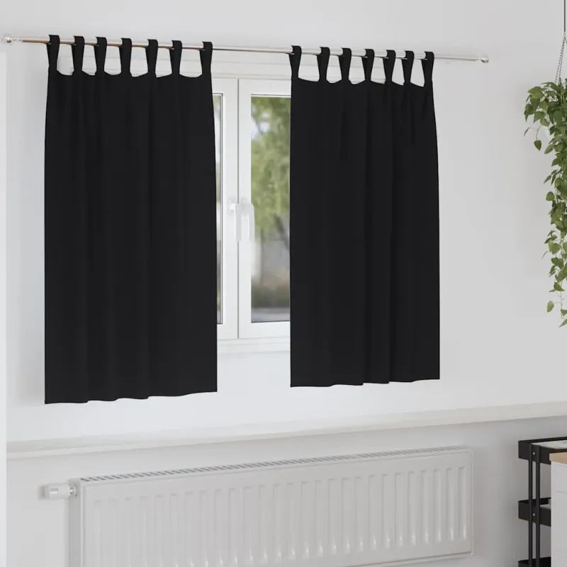 Užuolaidos su žiedais, blokuojančios šviesą 2 pcs Juoda