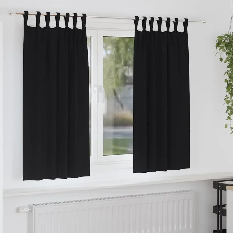 Užuolaidos su žiedais, blokuojančios šviesą 2 pcs Juoda