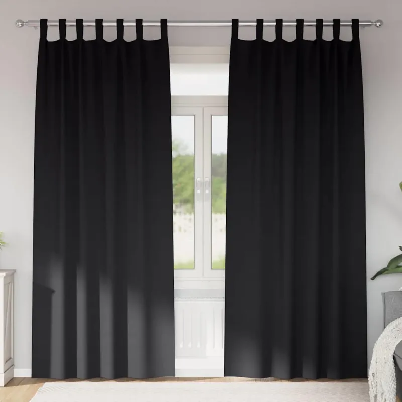 Užuolaidos su žiedais, blokuojančios šviesą 2 pcs Juoda