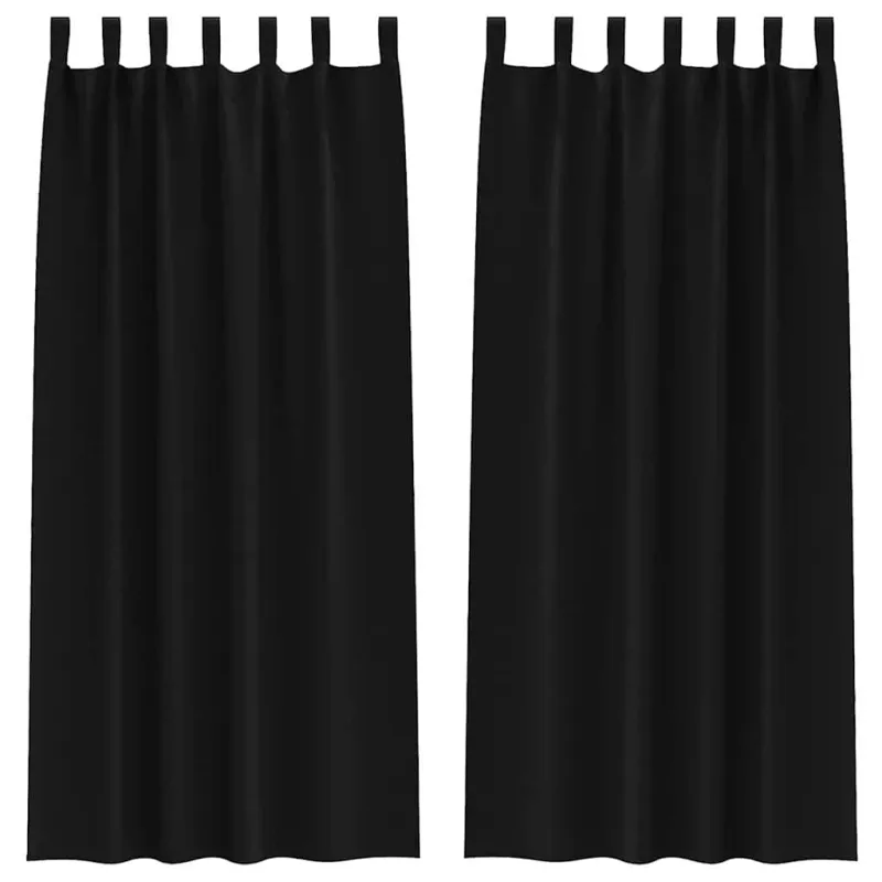 Užuolaidos su žiedais, blokuojančios šviesą 2 pcs Juoda