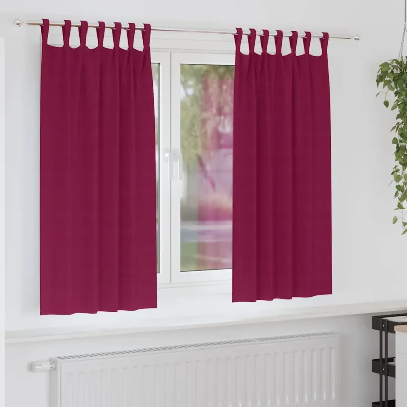 Užuolaidos su žiedais, blokuojančios šviesą 2 pcs Vyno raudona