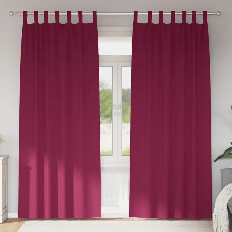 Užuolaidos su žiedais, blokuojančios šviesą 2 pcs Vyno raudona