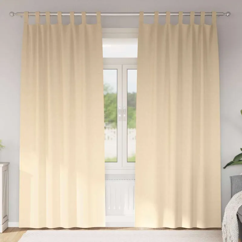 Užuolaidos su žiedais, blokuojančios šviesą 2 pcs Kreminė