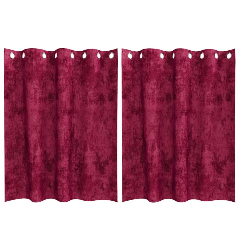 Aksominio tipo užuolaidos 2 pcs Vyno raudona 140 x 140 cm