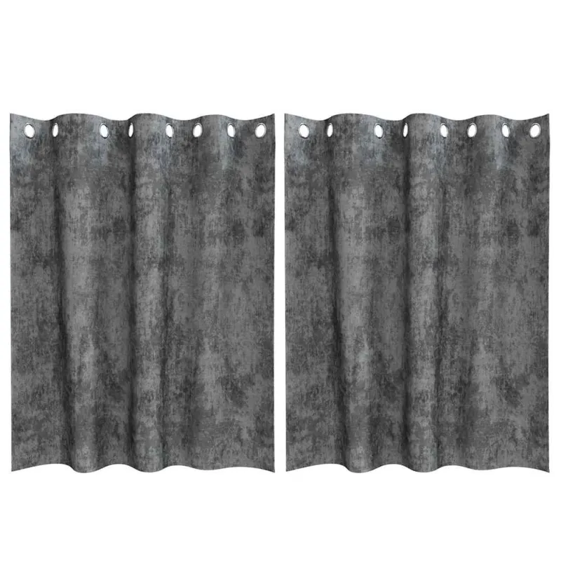 Aksominio tipo užuolaidos 2 pcs Pilka 140 x 140 cm Aksomas