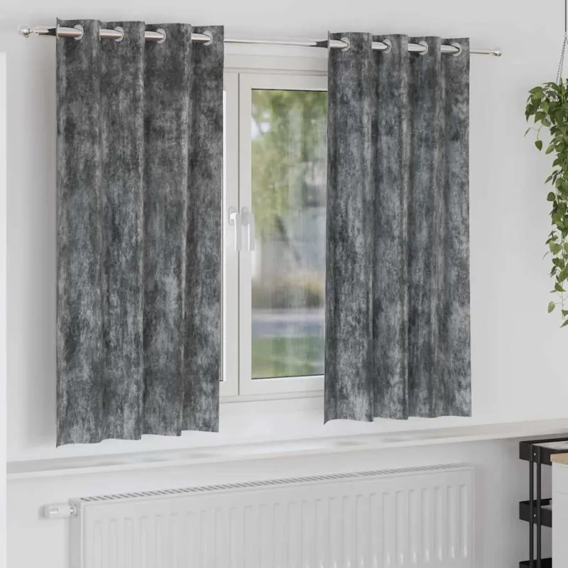 Aksominio tipo užuolaidos 2 pcs Pilka 175 x 140 cm Aksomas