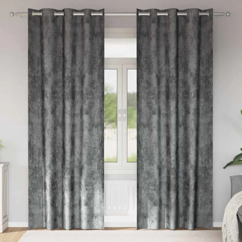 Aksominio tipo užuolaidos 2 pcs Pilka 245 x 140 cm Aksomas
