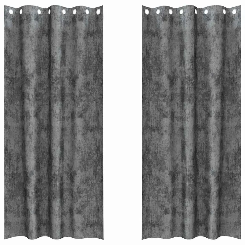 Aksominio tipo užuolaidos 2 pcs Pilka 260 x 140 cm Aksomas