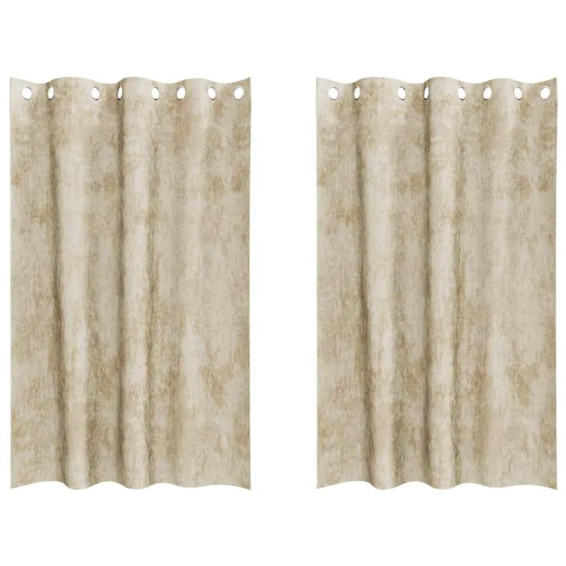 Aksominio tipo užuolaidos 2 pcs Kreminė 175 x 140 cm Aksomas