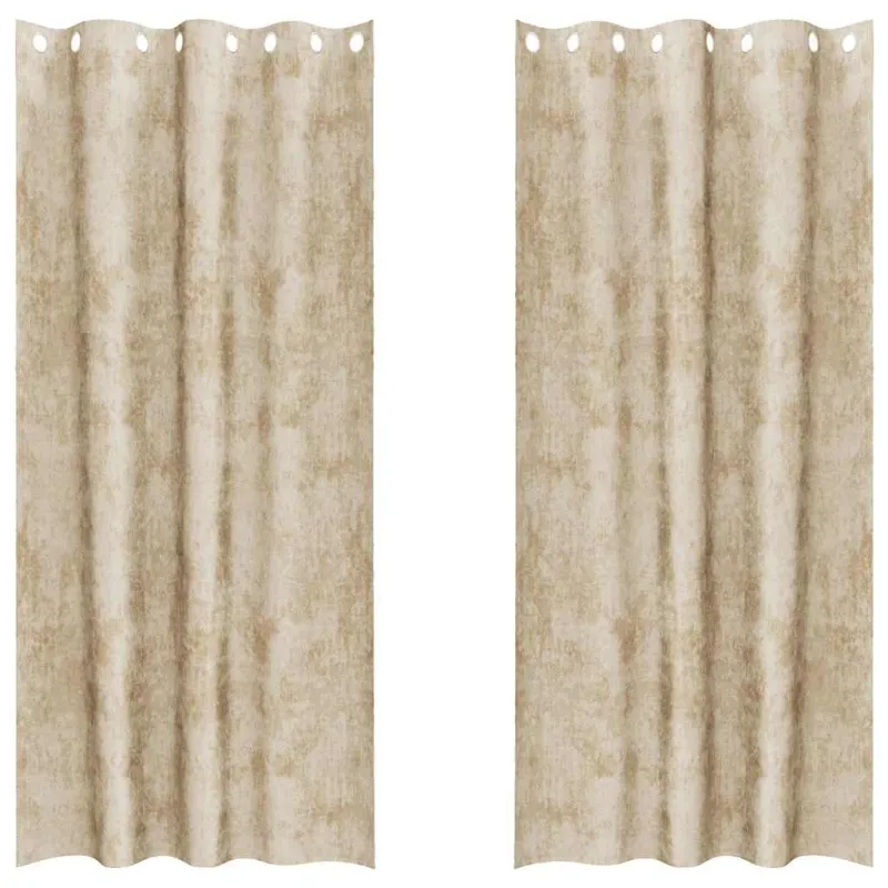 Aksominio tipo užuolaidos 2 pcs Kreminė 245 x 140 cm Aksomas