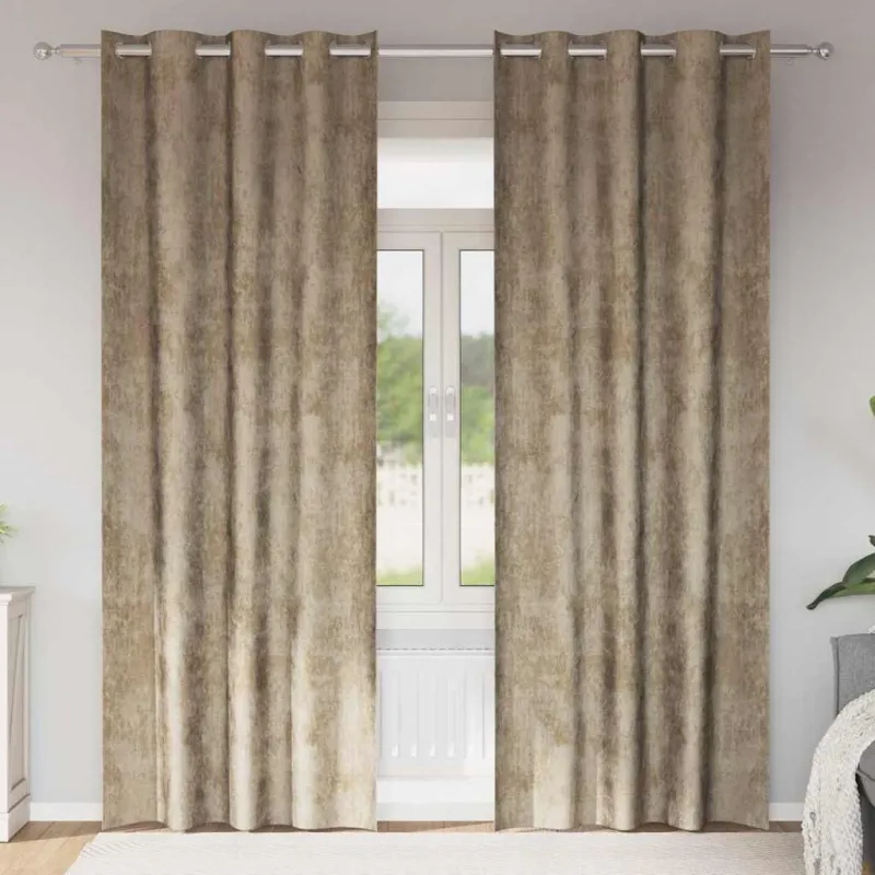 Aksominio tipo užuolaidos 2 pcs šampano 245 x 140 cm Aksomas
