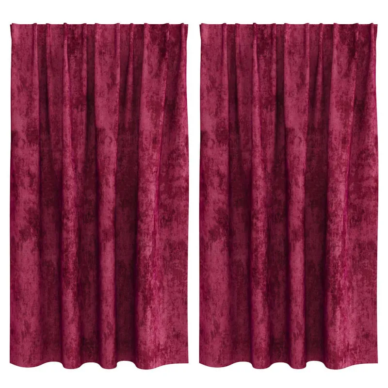 Aksominio tipo užuolaidos 2 pcs Vyno raudonumo 140 x 140 cm