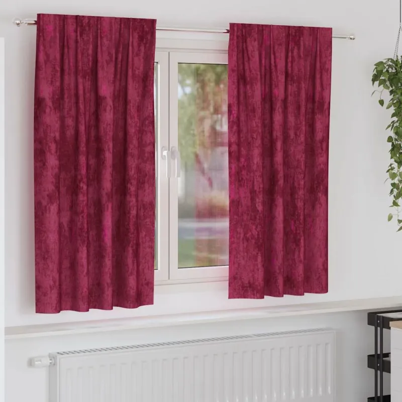 Aksominio tipo užuolaidos 2 pcs Vyno raudonumo 175 x 140 cm