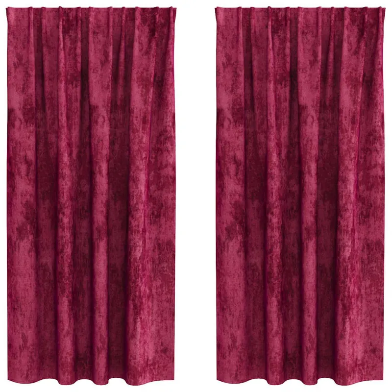 Aksominio tipo užuolaidos 2 pcs Vyno raudonumo 175 x 140 cm