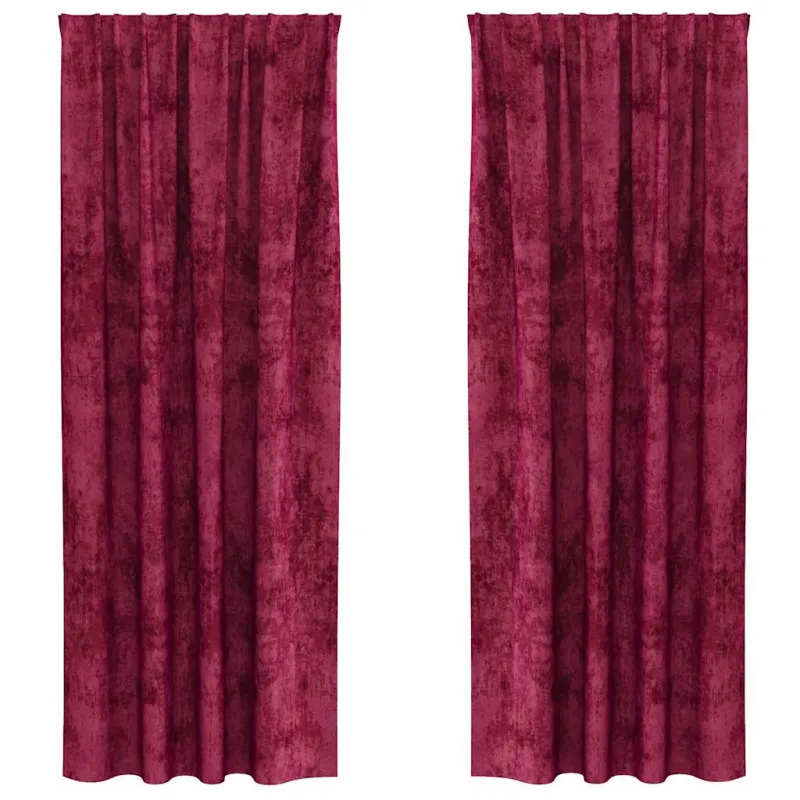 Aksominio tipo užuolaidos 2 pcs Vyno raudonumo 225 x 140 cm