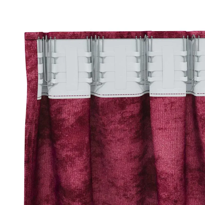 Aksominio tipo užuolaidos 2 pcs Vyno raudona 260 x 140 cm