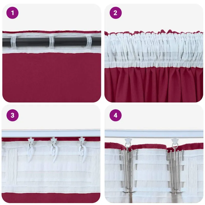 Aksominio tipo užuolaidos 2 pcs Vyno raudona 260 x 140 cm