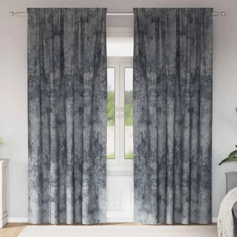 Aksominio tipo užuolaidos 2 pcs Sidabrinė Pilka 245 x 140 cm