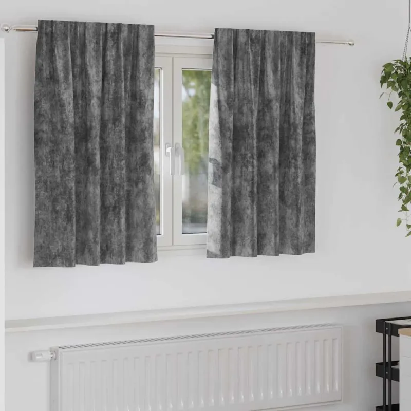 Aksominio tipo užuolaidos 2 pcs Pilka 140 x 140 cm Aksomas