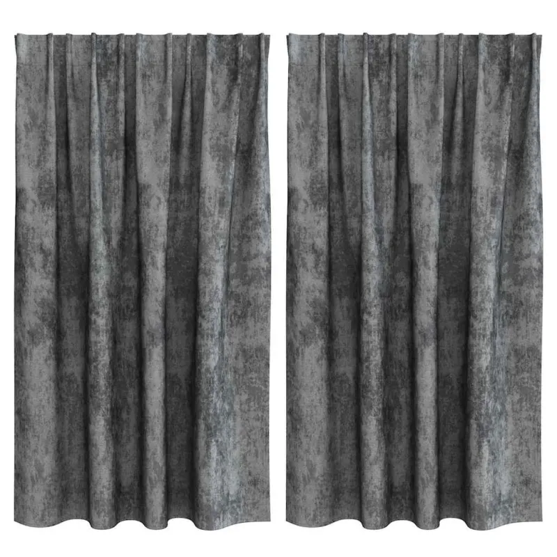 Aksominio tipo užuolaidos 2 pcs Pilka 140 x 140 cm Aksomas