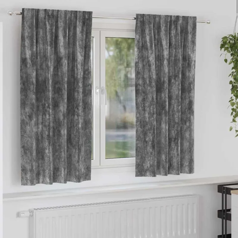 Aksominio tipo užuolaidos 2 pcs Pilka 175 x 140 cm Aksomas