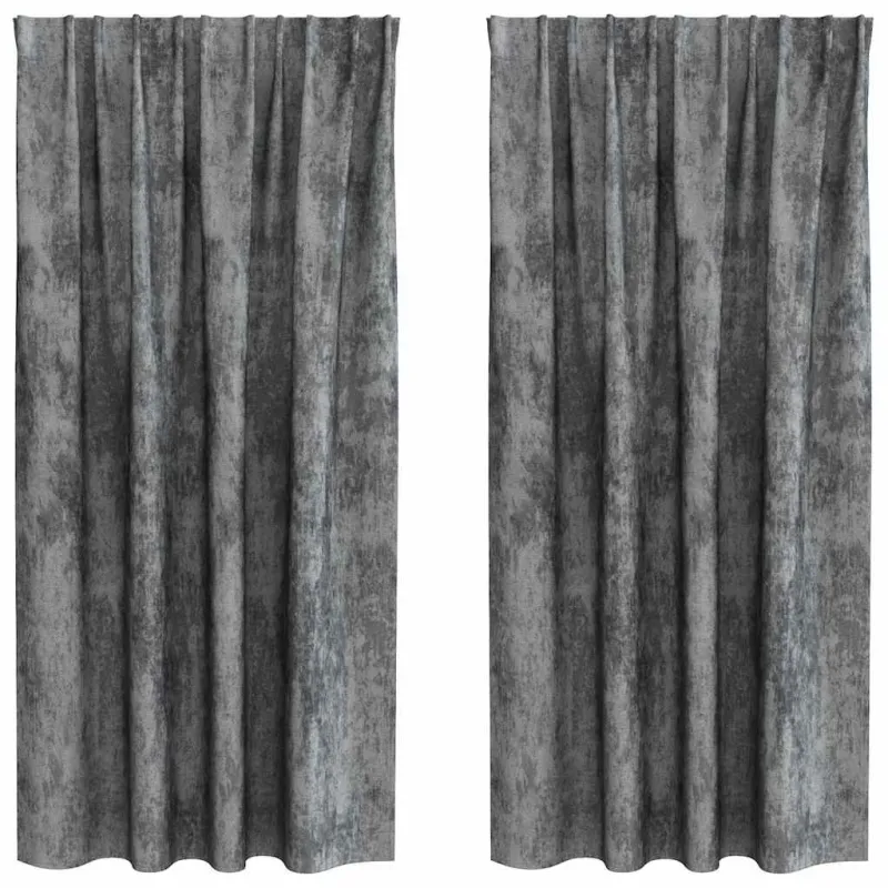 Aksominio tipo užuolaidos 2 pcs Pilka 175 x 140 cm Aksomas
