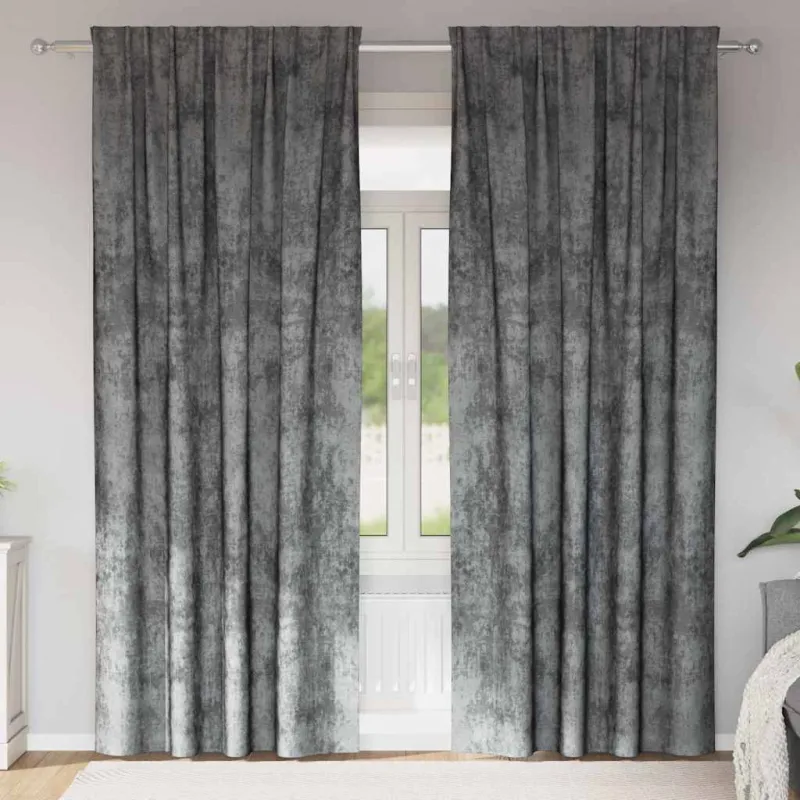 Aksominio tipo užuolaidos 2 pcs Pilka 245 x 140 cm Aksomas