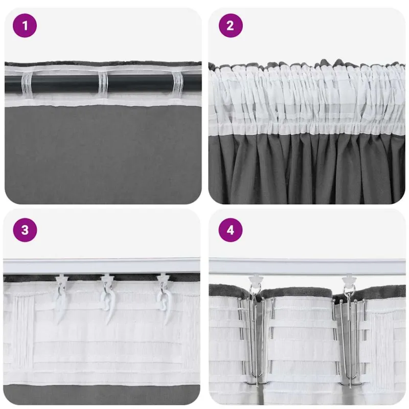 Aksominio tipo užuolaidos 2 pcs Pilka 245 x 140 cm Aksomas