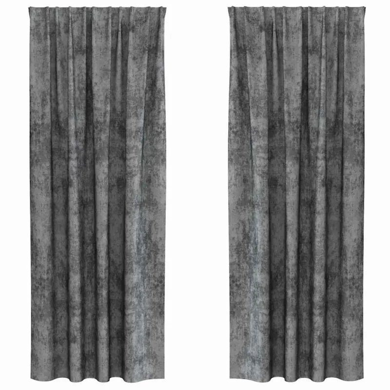 Aksominio tipo užuolaidos 2 pcs Pilka 260 x 140 cm Aksomas