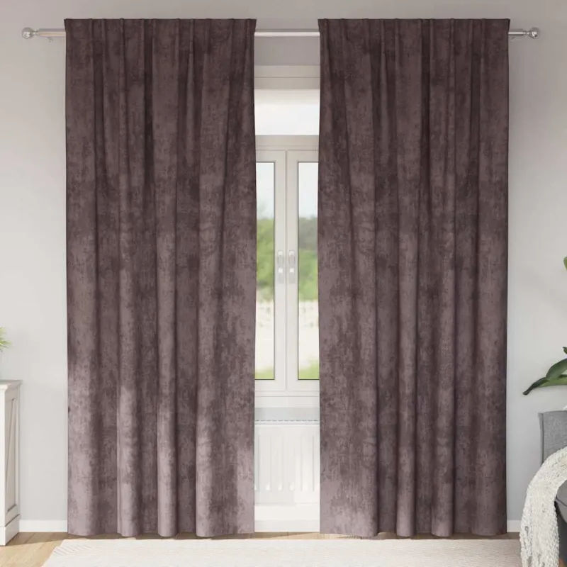 Aksominio tipo užuolaidos 2 pcs Ruda 225 x 140 cm Aksomas