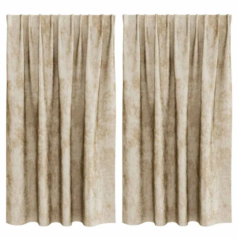 Aksominio tipo užuolaidos 2 pcs Kreminė 140 x 140 cm Aksomas