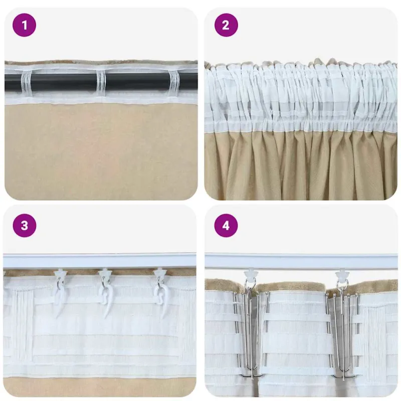 Aksominio tipo užuolaidos 2 pcs Kreminė 225 x 140 cm Aksomas