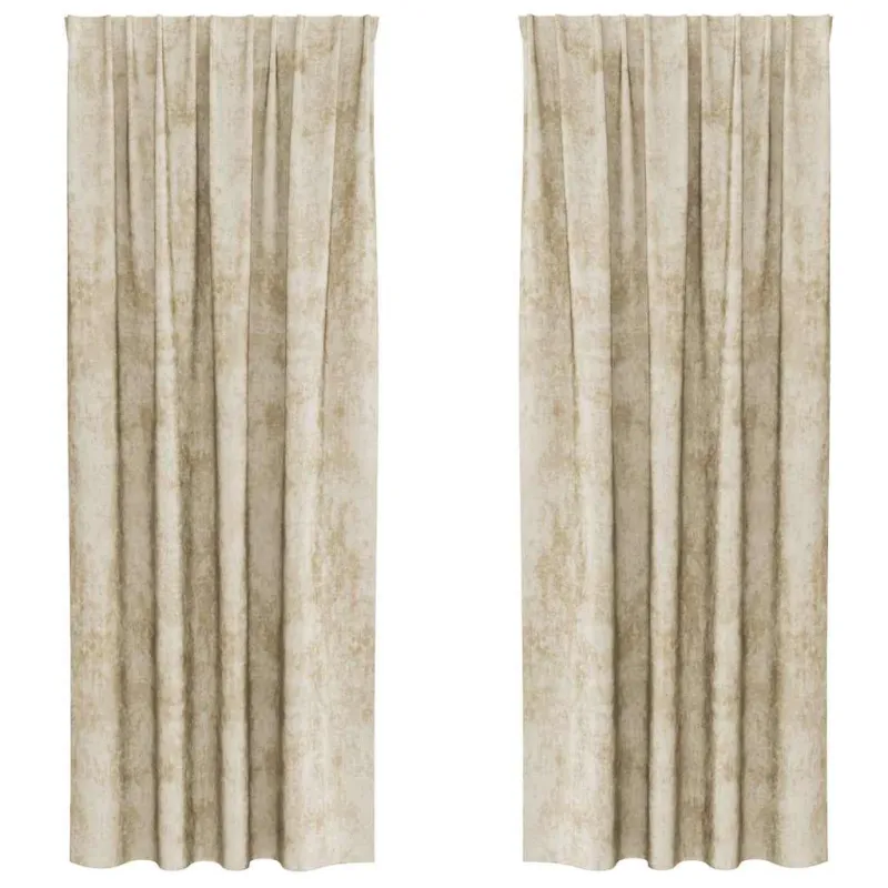 Aksominio tipo užuolaidos 2 pcs Kreminė 260 x 140 cm Aksomas