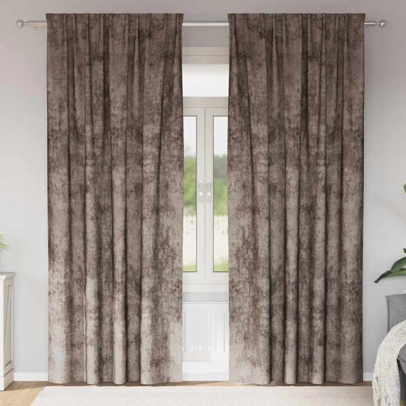 Aksominio tipo užuolaidos 2 pcs Kapučino 225 x 140 cm Aksomas