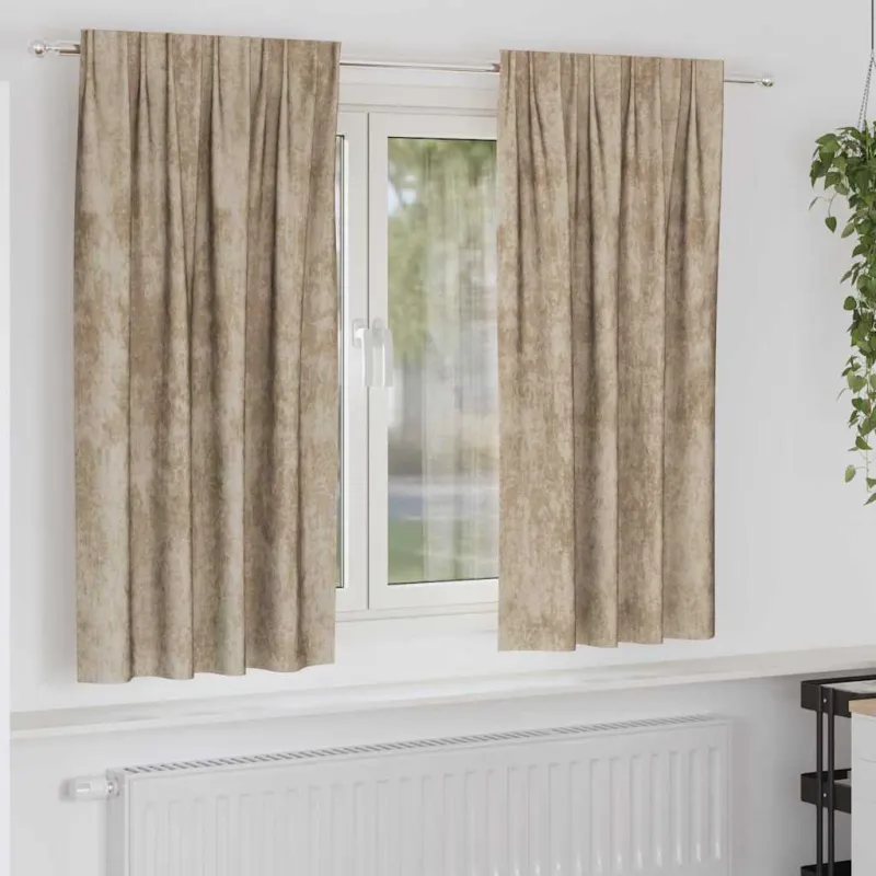 Aksominio tipo užuolaidos 2 pcs šampano 175 x 140 cm Aksomas