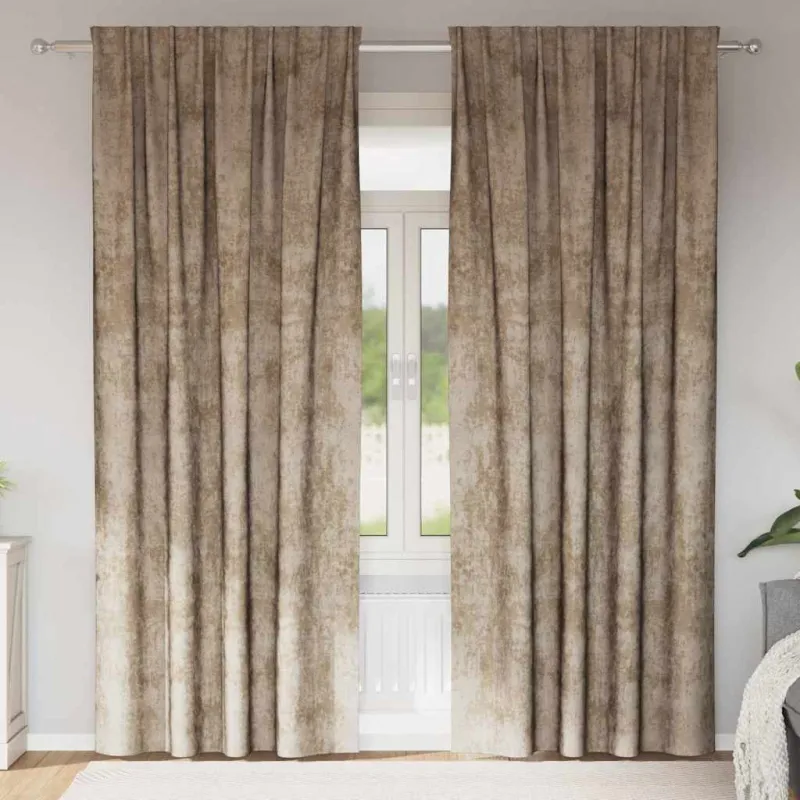 Aksominio tipo užuolaidos 2 pcs šampano 245 x 140 cm Aksomas