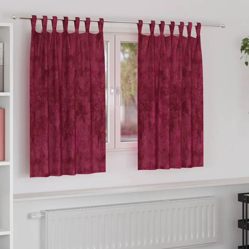 Aksominio tipo užuolaidos 2 pcs Vyno raudona 140 x 140 cm