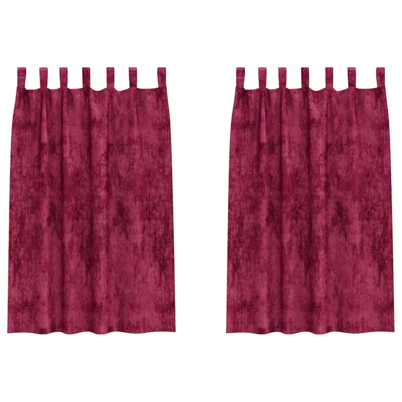 Aksominio tipo užuolaidos 2 pcs Vyno raudonumo 175 x 140 cm