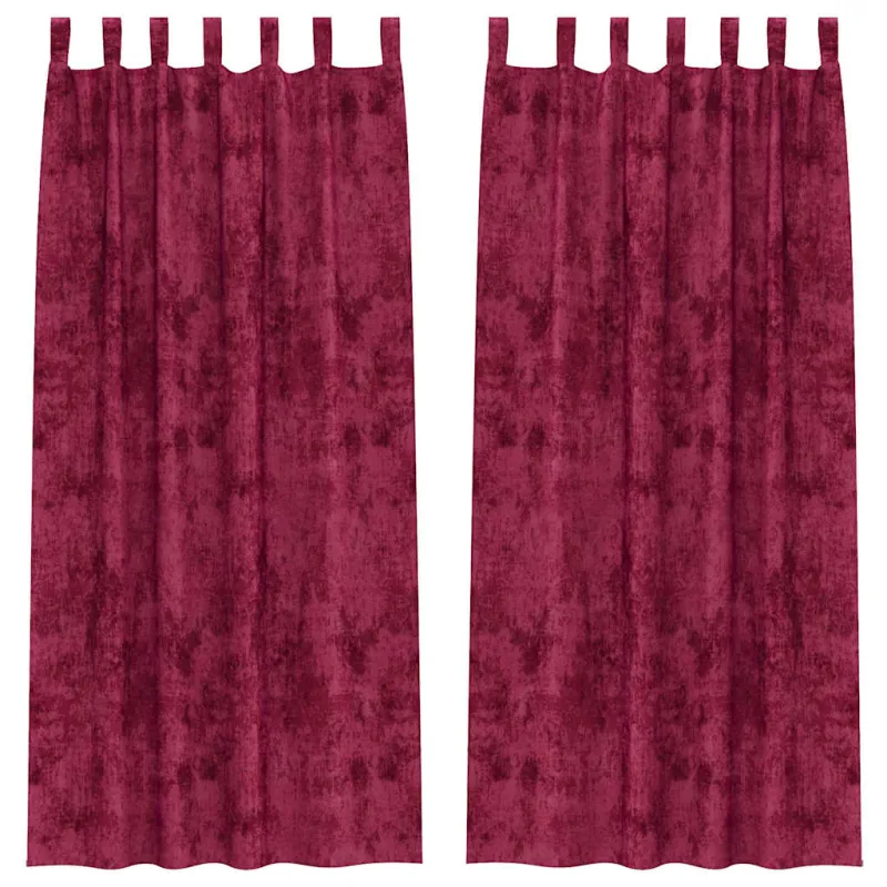 Aksominio tipo užuolaidos 2 pcs Vyno raudonumo 245 x 140 cm