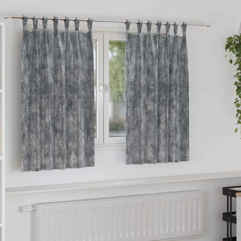 Aksominio tipo užuolaidos 2 pcs Pilka 140 x 140 cm Aksomas