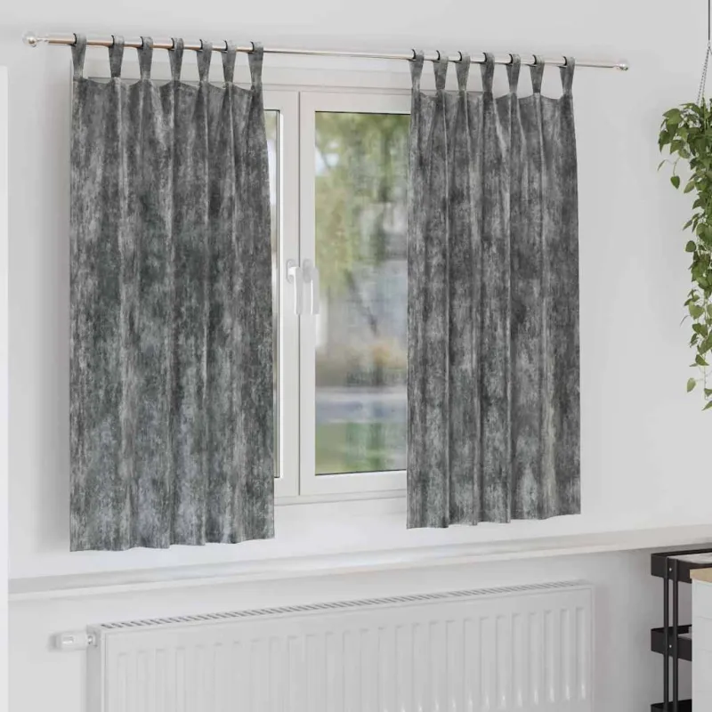 Aksominio tipo užuolaidos 2 pcs Pilka 175 x 140 cm Aksomas