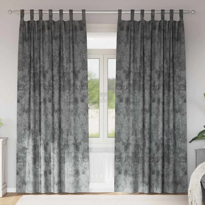 Aksominio tipo užuolaidos 2 pcs Pilka 260 x 140 cm Aksomas