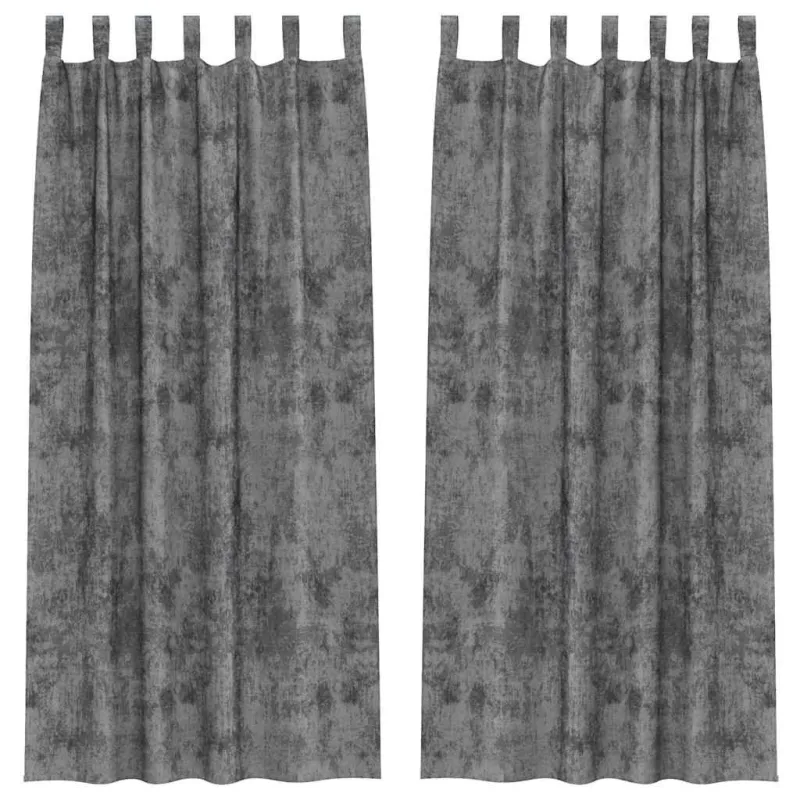 Aksominio tipo užuolaidos 2 pcs Pilka 260 x 140 cm Aksomas