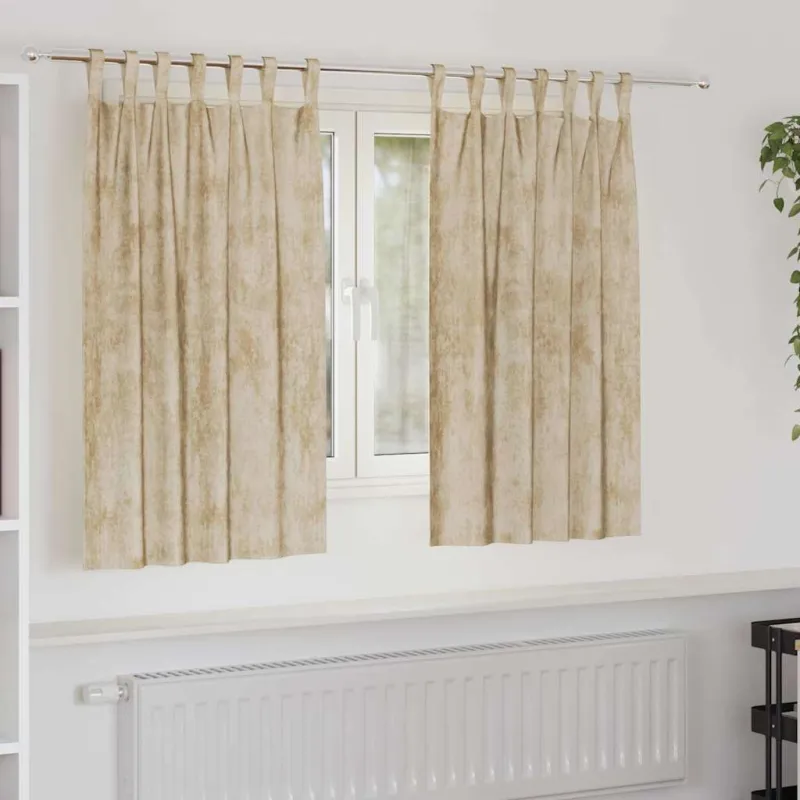 Aksominio tipo užuolaidos 2 pcs Kreminė 140 x 140 cm Aksomas
