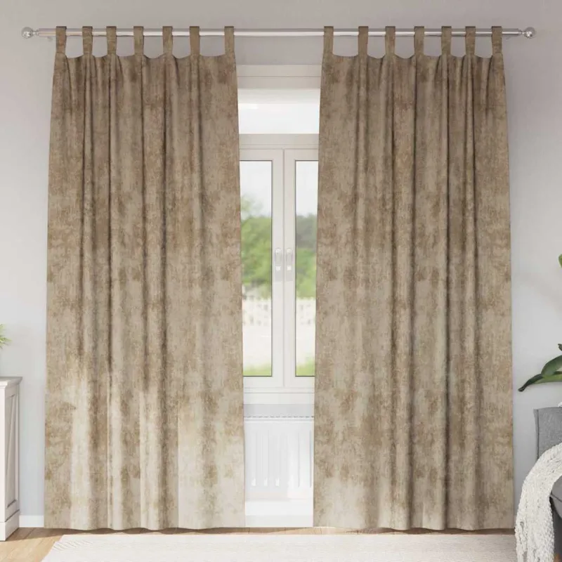 Aksominio tipo užuolaidos 2 pcs šampano 225 x 140 cm Aksomas