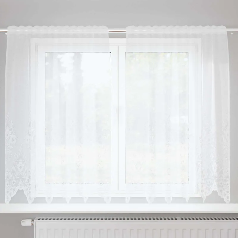Nėrinių Užuolaida Balta 150 x 160 cm Poliesteris