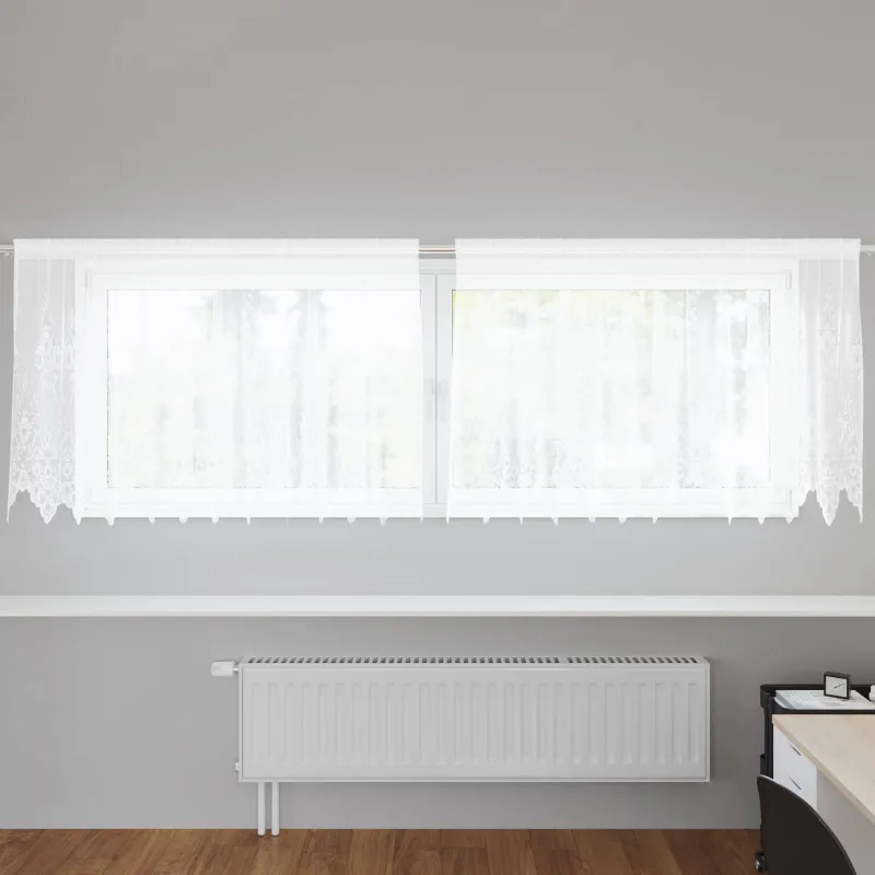 Nėrinių Užuolaida Gėlių Balta 120 x 300 cm Poliesteris