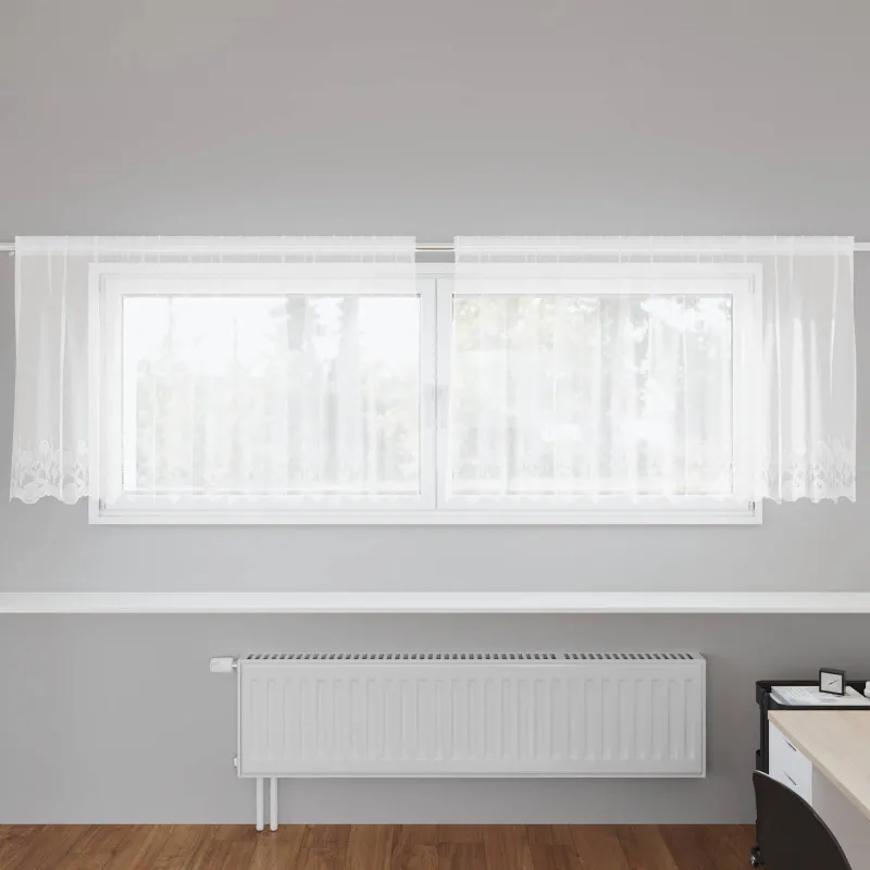 Nėrinių Užuolaida Gėlių Balta 100 x 300 cm Poliesteris