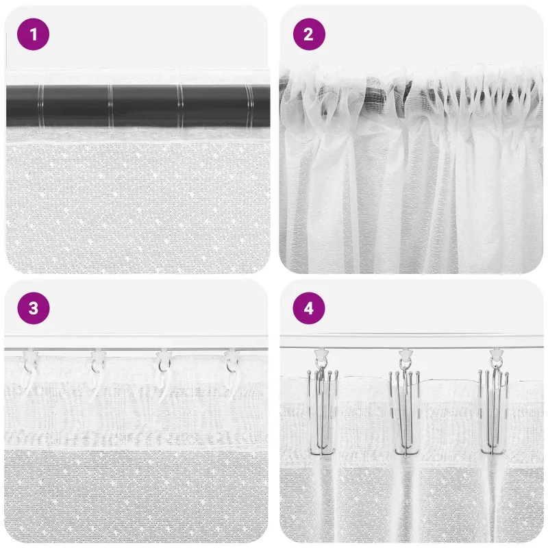 Nėrinių Užuolaida Gėlių Balta 120 x 300 cm Poliesteris