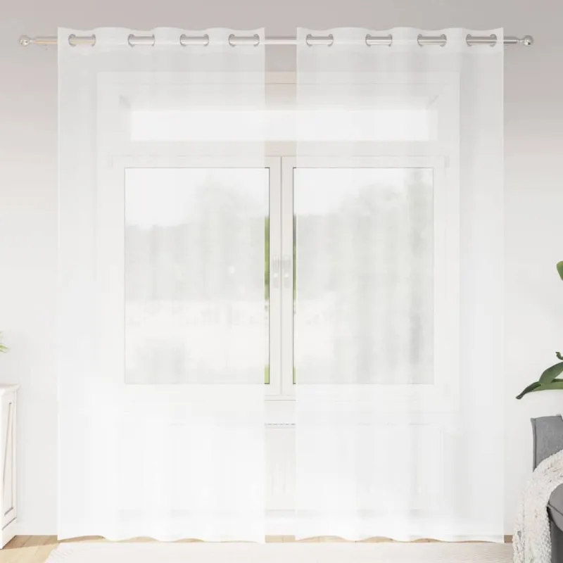 Voile Užuolaida 2 pcs Balta 260 x 140 cm Poliesteris